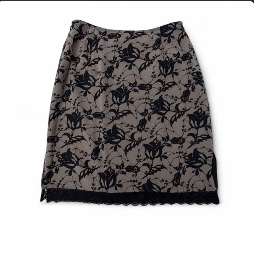 Vintage 100% Silk Floral Lace Skirt